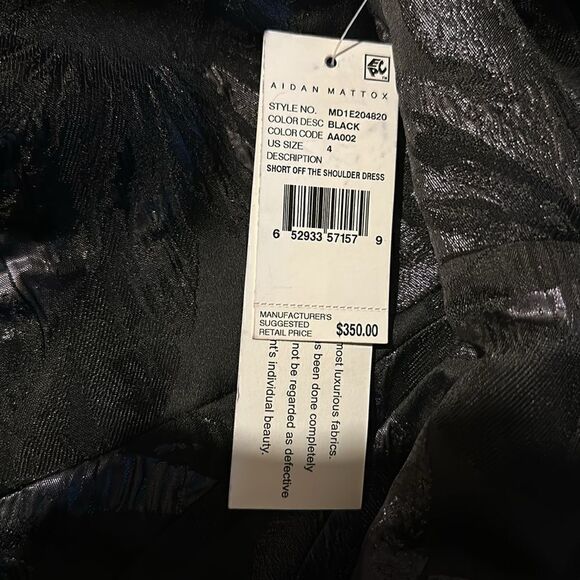 Aidan Mattox Black Jacquard Off Shoulder Dress size 4 NWT - Picture 8 of 11